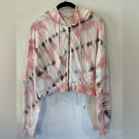 Young Fabulous & Broke Tie Dye Crop Zipup Hoodie Medium Pink - Picture 1 of 8